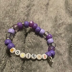 Purple Beaded Charm Bracelet Jewelry